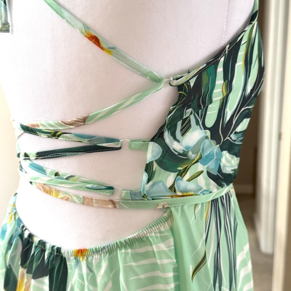 SHEIN Plus Summer Dress Tropical Floral Print Open Back Summer Cami Dress 1x - Picture 7 of 8